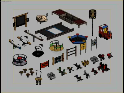 Comprehensive Kids Outdoor Playground Collection 3D model