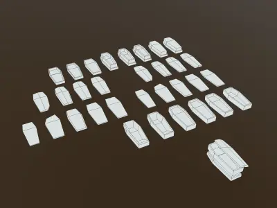 Stylized PBR Sarcophagus Coffin Pack Low-poly 3D model
