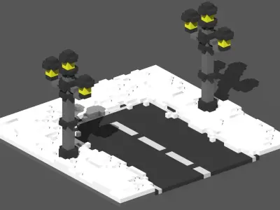 Xmas Road Voxel - 5 Low-poly 3D model