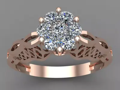 Rose Gold Women Diamond Ring 3D print model 3D print model 26