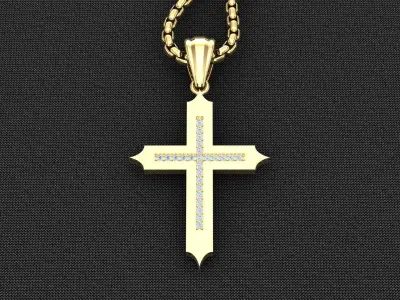 High Cross Pendant Light Gold 18K 3CP094 3D model
