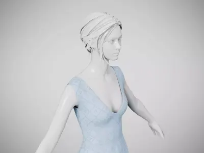 Dress 21 Light Blue Low-poly 3D model