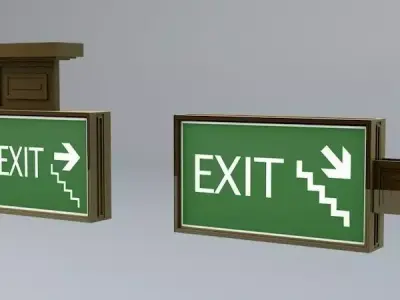 Building Emergency Exit Signs Low-poly 3D model