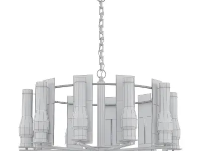 Ships light chandelier with clear glass cylinders 3D model