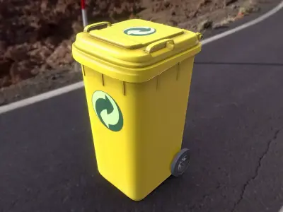 Yellow Plastic Waste Bin 240 Liters 1075x515x582 Low-poly 3D model