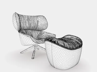 Armchair with headrest ears 3D model