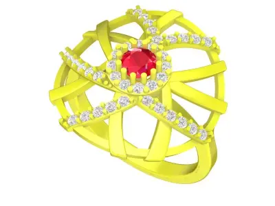 Modern Openwork Diamond Ring for Women  4869 3D print model