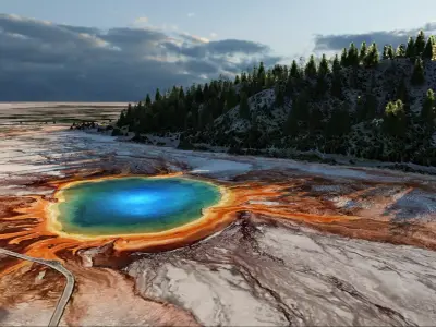 Grand Prismatic Spring Landscape 3D model