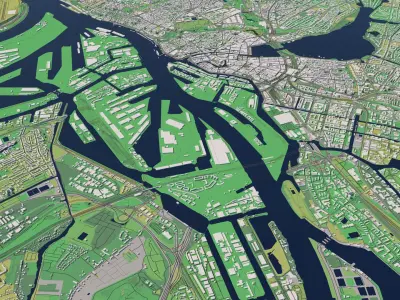 Hamburg Germany 25x25km 3D City Map 3D model