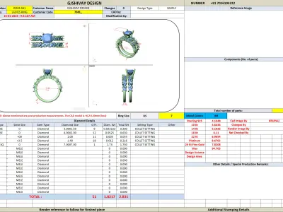 Princess Cut Floral Double Band Bridal Ring 3D print model