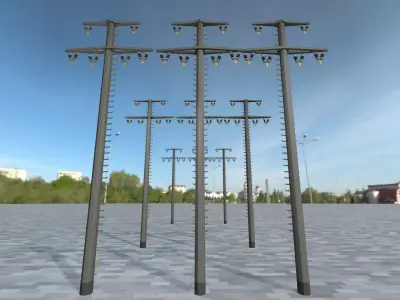 Concrete Electricity Pole with Ladder - Object  058 Low-poly 3D model