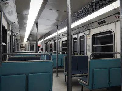 Modular parisian metro interior and exterior 3D model