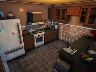 House with Furniture Low-poly 3D model