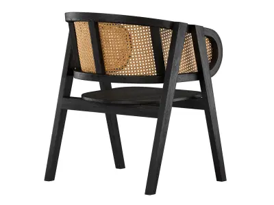 Black Modern wooden rattan chair  3D model