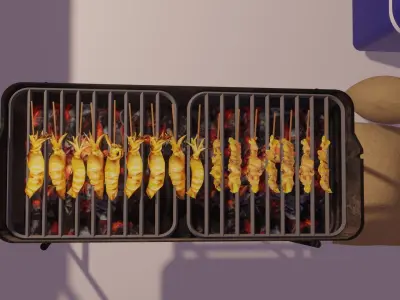 Grilled Squid Shop 3D model