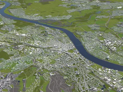 Bonn Germany 50x50km 3D City Map 3D model