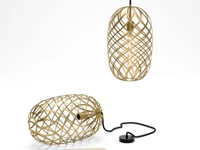 Pendant Lamp Gold Braid Metal Mesh 3D model
