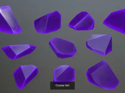 Crystal Set different colored glass pieces 3D Model Pack