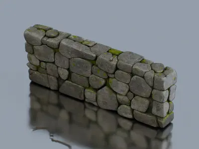 Rugged stone wall 3D model