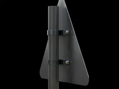 Right hand curve Roadsign Low-poly 3D model