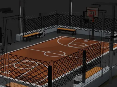 basketball court Low-poly 3D model
