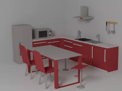 Low poly kitchen objects Free low-poly 3D model