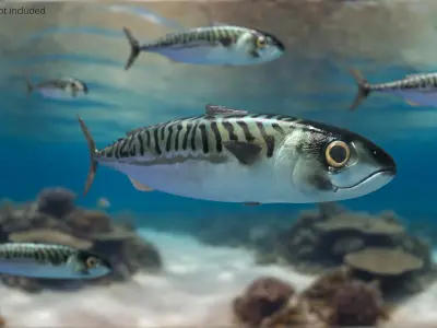  Atlantic Mackerel Fish Rigged For Blender Animated Set 