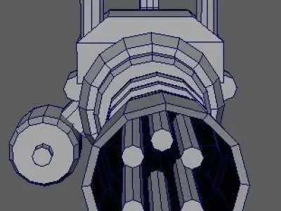 Minigun gun with light Low-poly 3D model