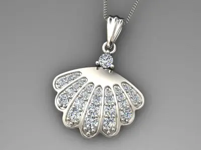 sea shell pendant diamond 3D print model