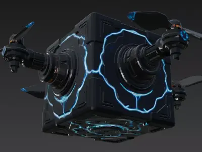 Black Sci Fi Cube Drone Low-poly 3D model