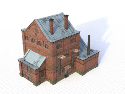 Modular Old Industrial Building Asset Low-poly 3D model