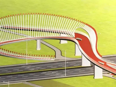 Pedestrian Landscape Overpass 3D model