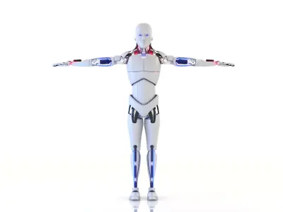 Electronic Cyborg Male animated model Low-poly 3D model