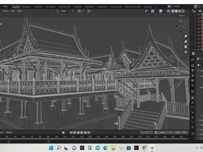 Thai architecture  songthai ancient Low-poly 3D model