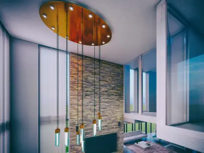 Chandelier for Double Height Loft Lighting 3D model