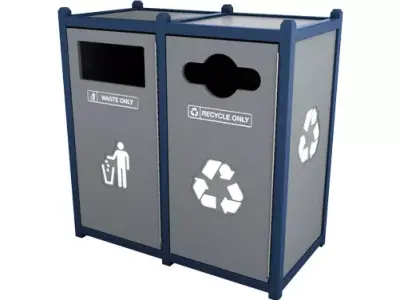 Dual Trash Bin Pair 3D Files  Low High Poly PBR Textured Free low-poly 3D model