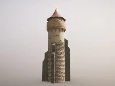 Medieval DRAGON Tower 03 Low-poly 3D model