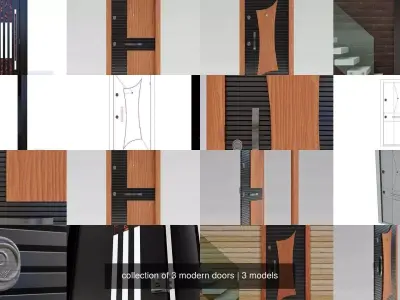 collection of 3 modern doors 3D Model Pack
