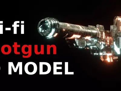 Sci-fi Gun 3D model 10