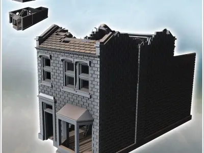 Tiled-roof house with bay window on the ground floor and a large 3D print model buy