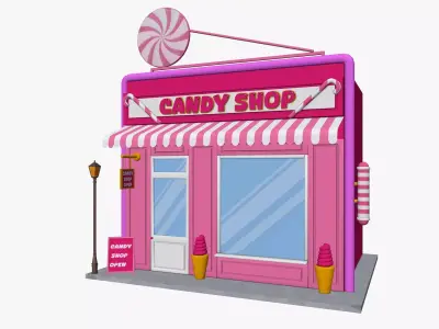 Cartoon Candy Shop Low-poly 3D model