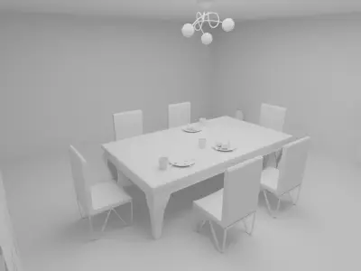 Low Poly Dinning Set 3D Model Low-poly 3D model