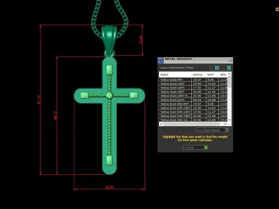 High Cross Pendant Light Gold 18K 4CP069 3D print model
