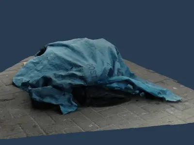 RAW 3D Scan - Rubbish tarp trash burlap canvas environment asset 3D model
