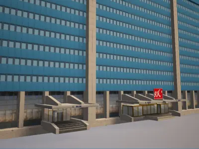 TRT Turkish Radio and Television Blue Building ANKARA Low-poly 3D model