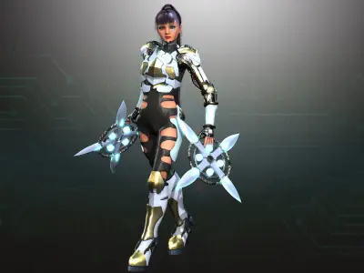 Cyborg War Zone - Eva02 Low-poly 3D model