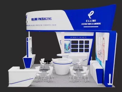 Exhibition Booth Stand with Modular Display and Branding Area 3D model