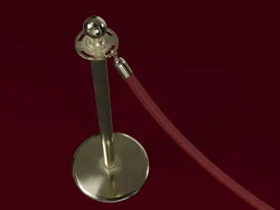 Stanchion and a Red Velvet Rope 3D model