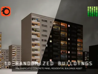 PRE-FABRICATED CONCRETE PANEL RESIDENTIAL BUILDING ASSETS 3D Model Pack