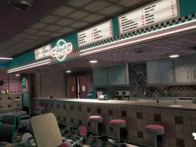 Rinos Diner Environment Low-poly 3D model